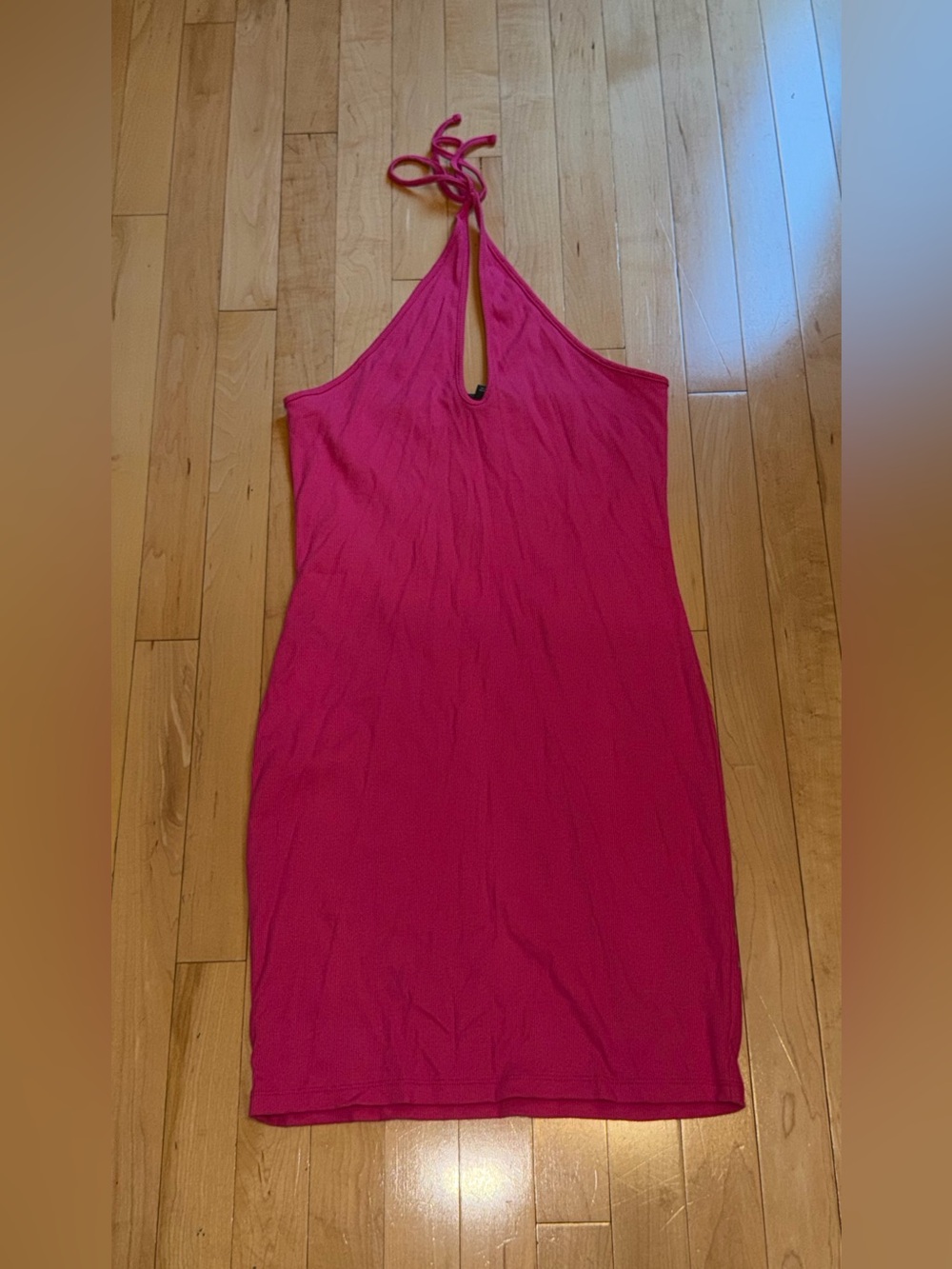 Wild Fable Bright Pink Textured Halter Bodycon Mini Dress Size ⭐